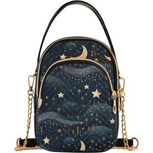 Stars and Moon Small Crossbody Bag Women Detachable Strap Travel Purse